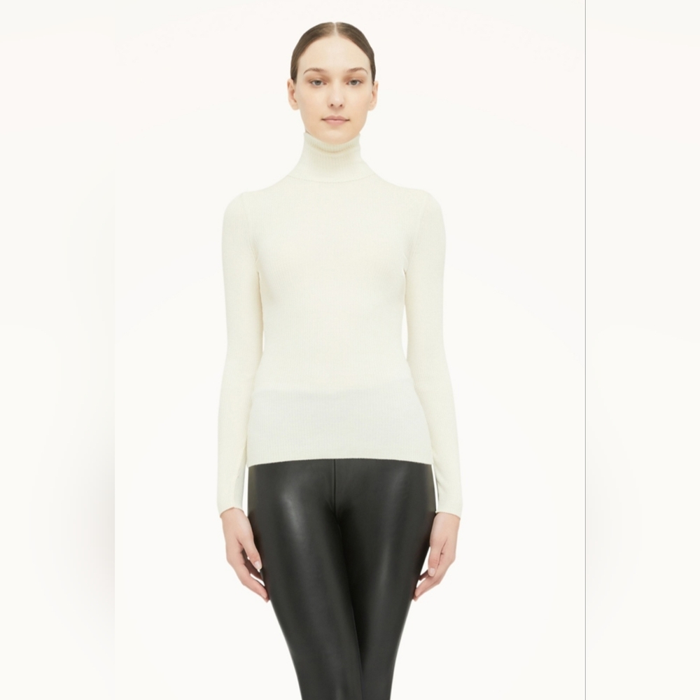 Wolford The Merino Fine Rib Top Long Sleeves Size Small In Ecrue - Picture 6 of 7